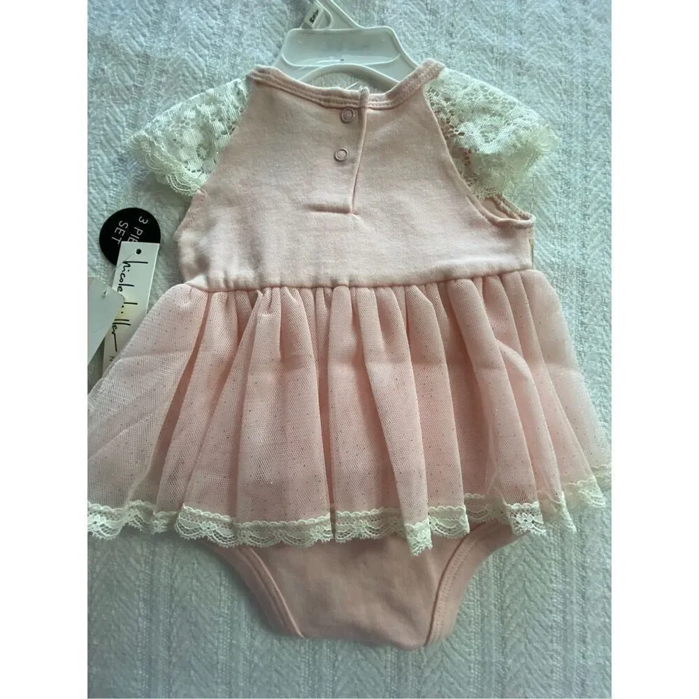 NICOLE MILLER Baby 3/6 Month 3 Piece Dress Set